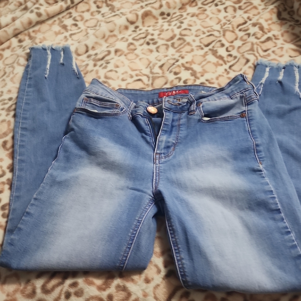 Blue Skinny Jeans with Faded Wash
